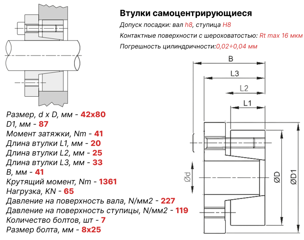 Чертеж втулка зажимная ВК15 42х80 Чертеж втулка зажимная ВК15 42х80
